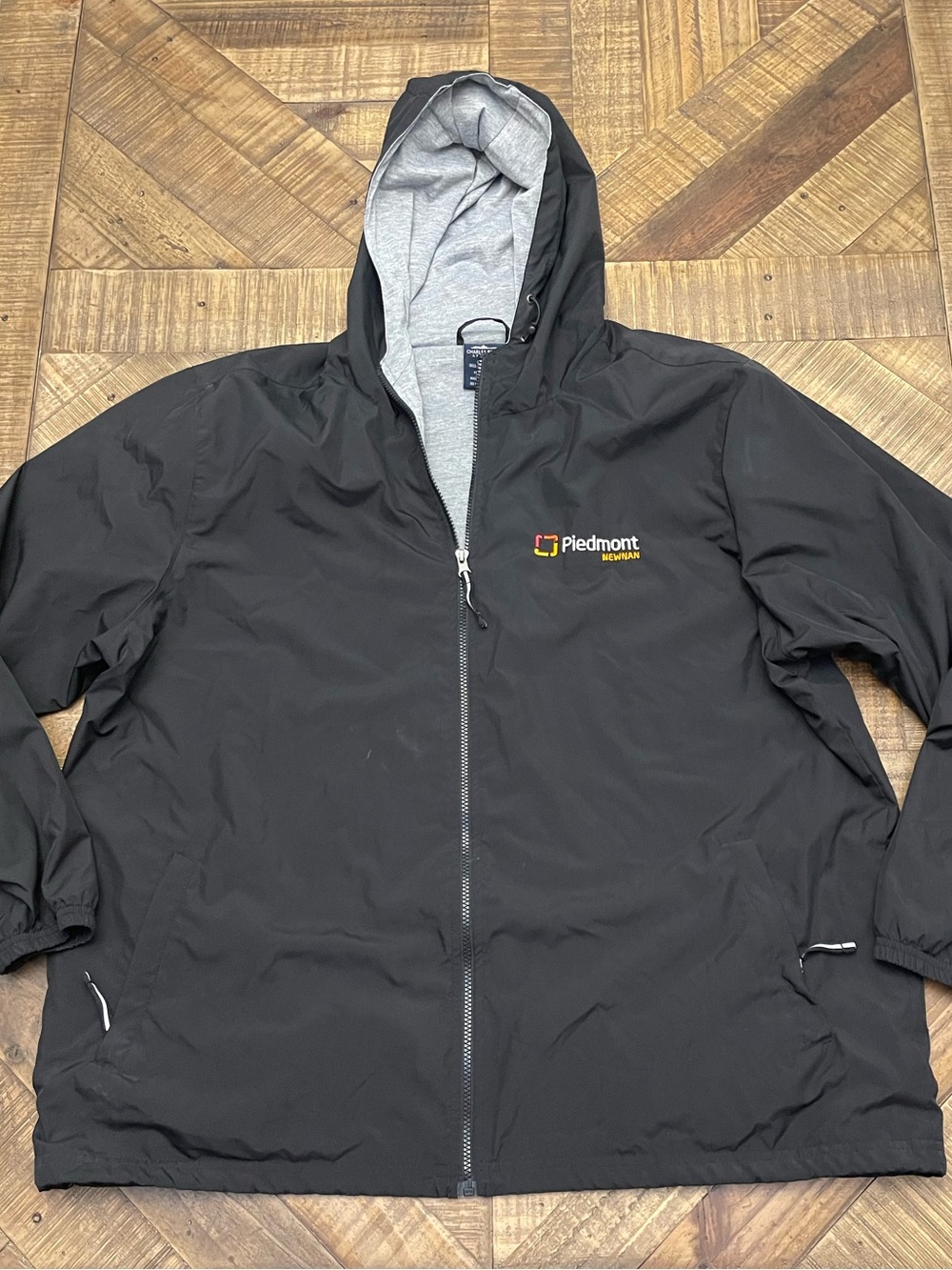 Charles River Apparel Team Jacket Full-Zip Hooded Windbreaker Black XXL
